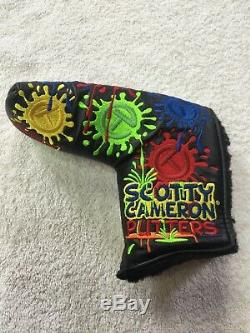 SCOTTY CAMERON CIRCLE T PAINT SPLASH PUTTER COVER TOUR USE ONLY, Rare Fast Ship