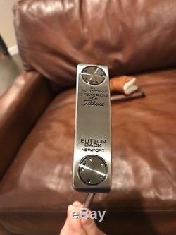 Scotty Cameron Newport Button Back Putter RH 34 MINT OG Grip Headcover unused